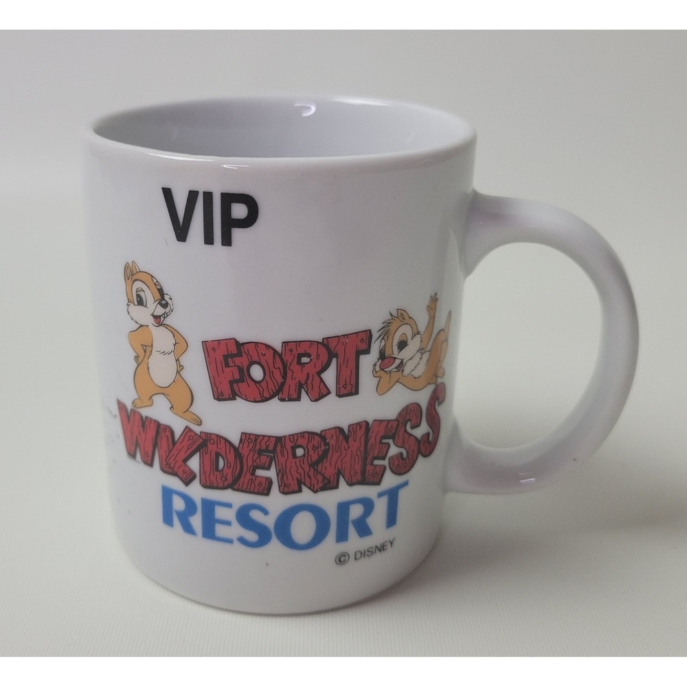 Disney Fort Wilderness Resort VIP Mug Mickey Minnie Chip n Dale Vintage White